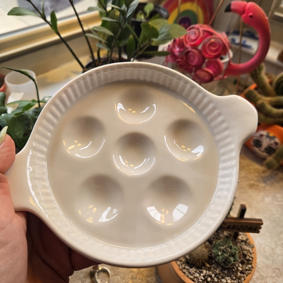 California Pottery Other - Vintage White Ceramic Escargot Baking Dishes - Set of 6 can use for easter eggs